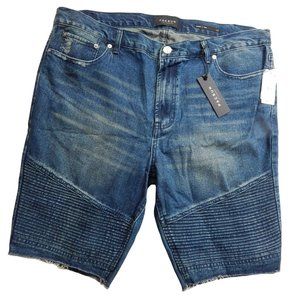 PacSun Womens Skinny Cut Off Ribbed Denim Jean Shorts Medium Indigo Size 38